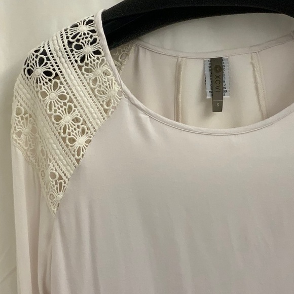 Soft Tunic Top with Lace Inset Shoulders, Cuffs and Hip-to-Hemline by XCVI - Picture 2 of 9
